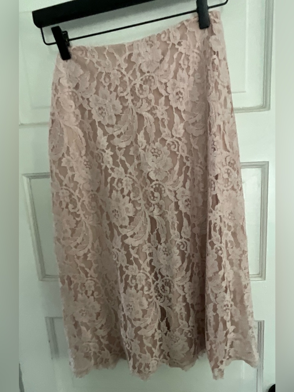 Teri Jon Lace A-Line Skirt in Blush